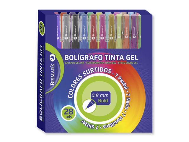 BOLIGRAFOS GEL BLISTER 28 UN. SURTIDOS