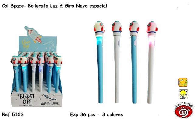 BOLIGRAFOS SPACE NAVE LUZ+GIRO