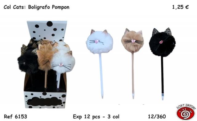 BOLIGRAFOS POMPOM GATOS