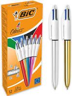 BOLIGRAFO BIC 4 COL. SCHINE  SURTIDOS  , CAJA 12U.