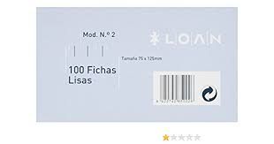 FICHA LISA 7,5X 12,5 CM. PAQ, 100 UNIDADES