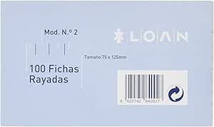 FICHA RAYADA 7,5X12,5 CM. PAQ .100 UNIDADES