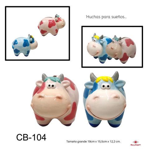HUCHA GRANDE VACAS ROSA Y AZUL