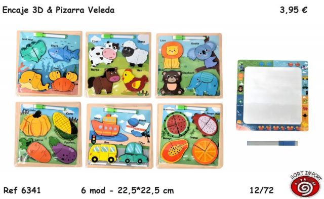 PIZARRA BLANCA Y ENCAJE DE MADERA 3D