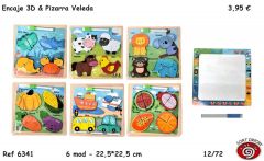 PIZARRA BLANCA Y ENCAJE DE MADERA 3D