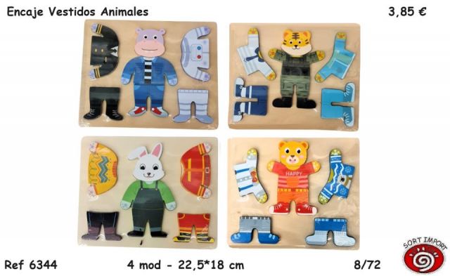 JUEGO ENCAJE MADERA VESTIDOS ANIMALES