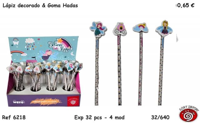 LAPICEROS CON GOMA HADAS EXP, 24 SURT