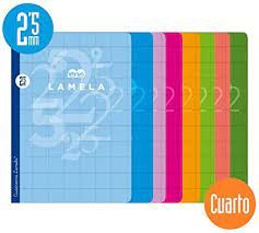 LIBRETA LAMELA 4º 50H. C/2,5mm.  SURTIDAS