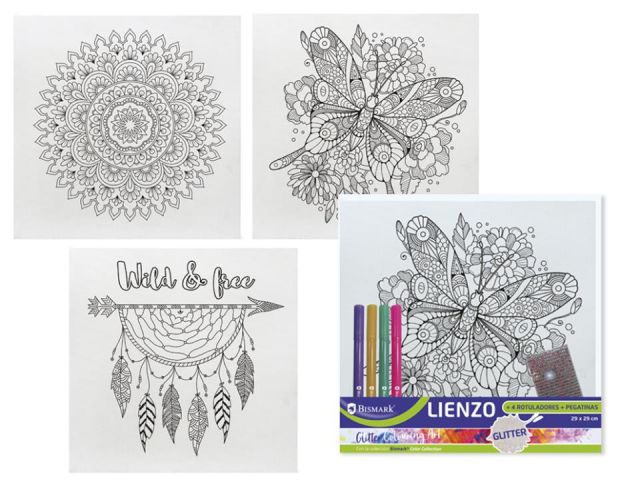 LIENZO CON GLITTER +4 ROT. + PEGATINAS