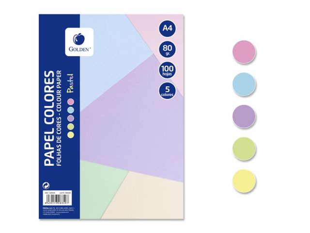 PAQUETES PAPEL A4 100 HOJAS 10 X COLOR PASTEL.