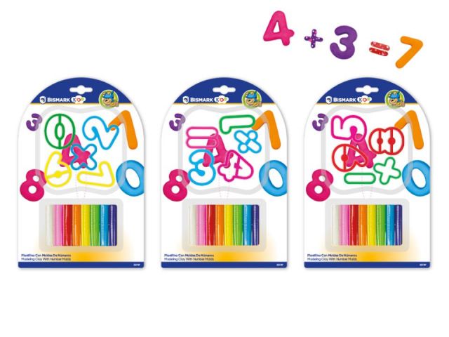PLASTILINA 8 COLORES C/5 MOLDES NUMEROS