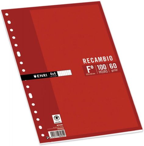RECAMBIO Fº 100H. 16T. CUAD.ENRI
