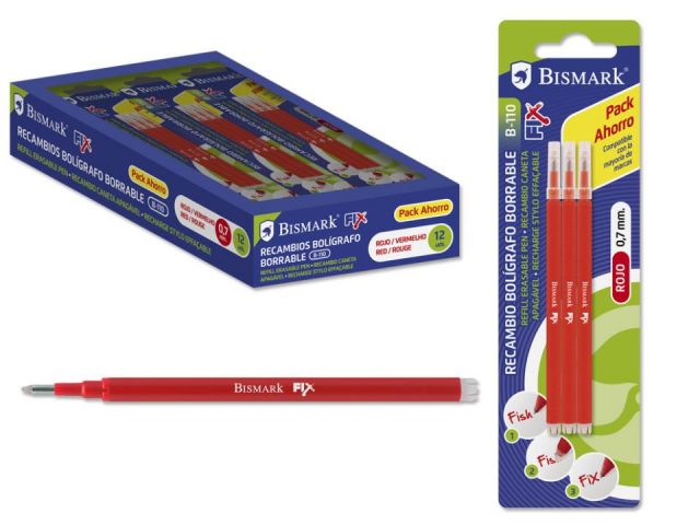 RECAMBIOS BORRABLES ROJOS CJA, 3 UNIDAD