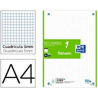 RECAMBIO OXFORD A4 100H.5X5  1 COL.BANDA VERDE