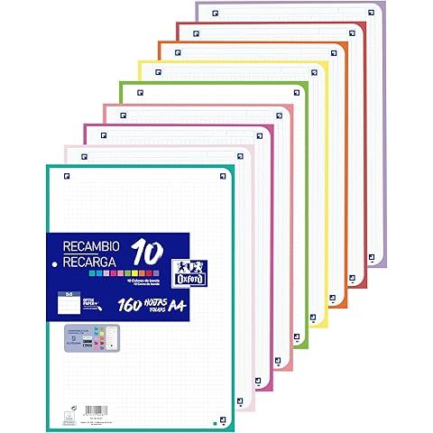 RECAMBIO OXFORD 10 COLORES 200 HOJAS 5X5