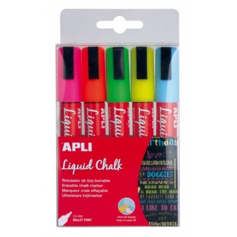 ROTULADOR LIQUID CHALK P.RED. 5.5 MM. BLISTER 5U.