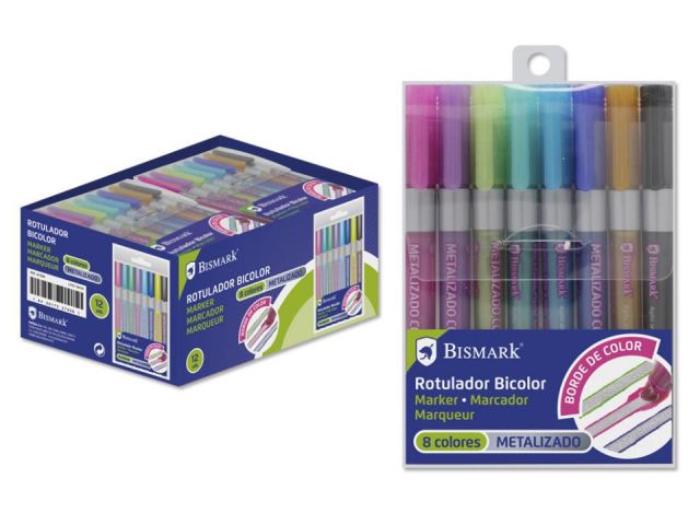 ROTULADOR BICOLOR PLATA+NEON-PASTEL 8/C.