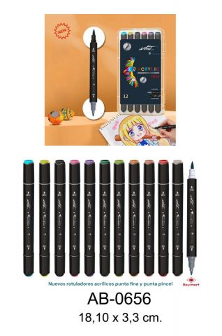 ROTULADORES ACRILICOS EST,12 COLORES