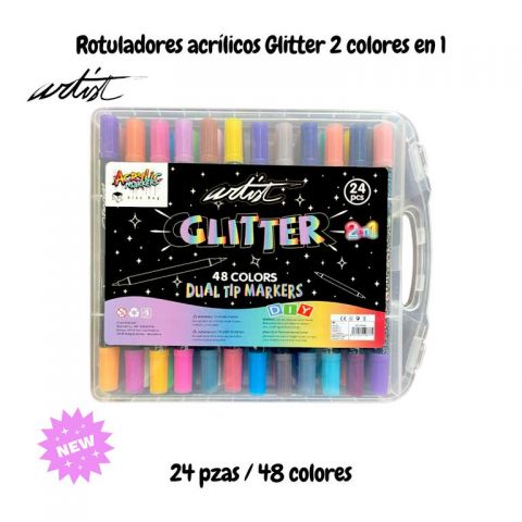 ESTUCHE 24 ROT, 2 EN 1 GLITTER 48 COLORES