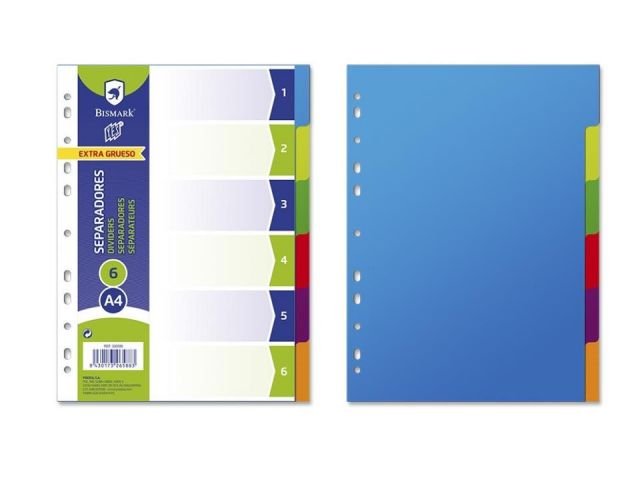 SEPARADORES RIGIDOS A4 6 PESTAÑAS