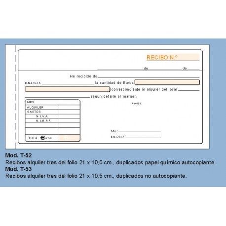 TALONARIO RECIBO ALQUILER IVA DUP.AUTOC.